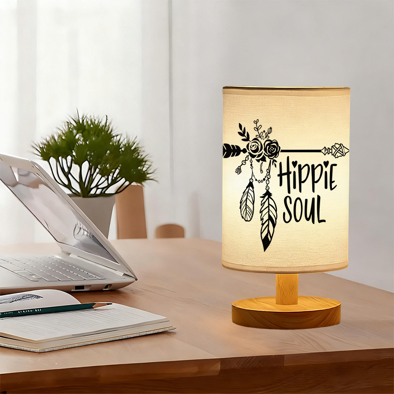 A Modern USB-powered Linen Table Lamp with Creative Patterns