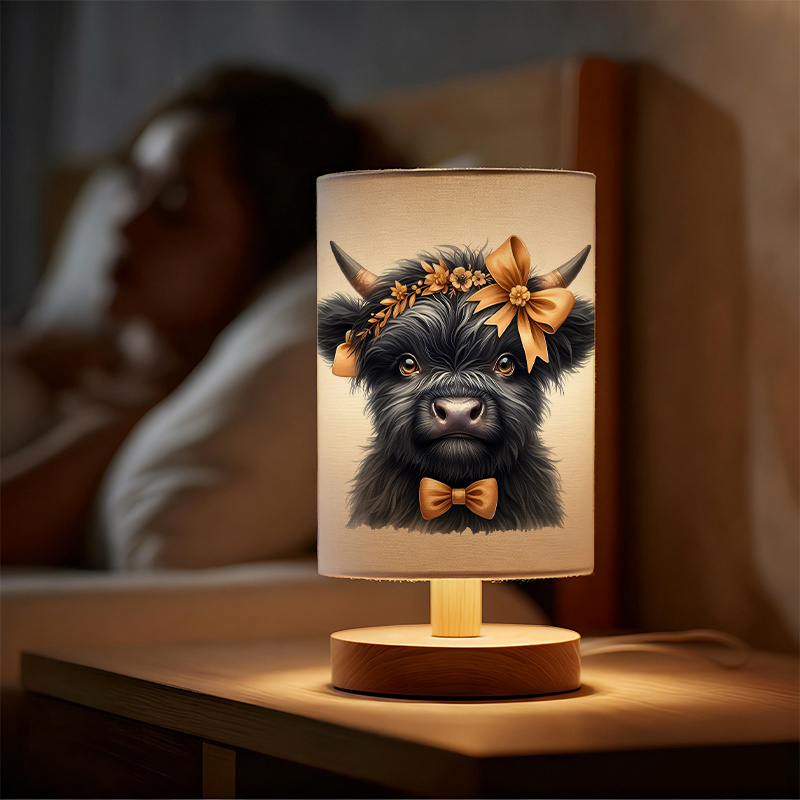 Cow Themed USB Powered Linen Lamp