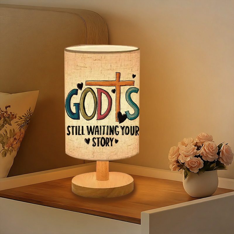 Modern USB-Powered Linen Table Lamp with Inspirational