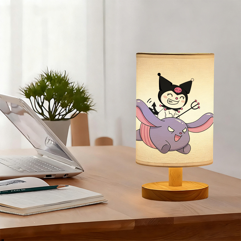 modern USB-powered Sanrio linen table lamp featuring creative Sanrio patterns