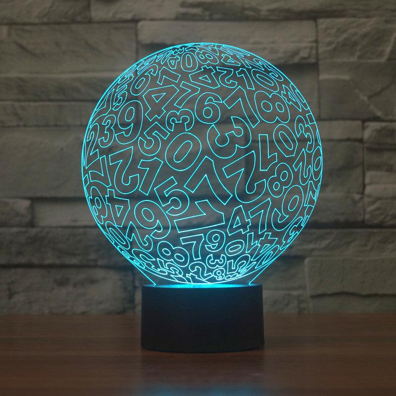 Abstract Numbers Ball 3D Optical Illusion Lamp - 3D Optical Lamp
