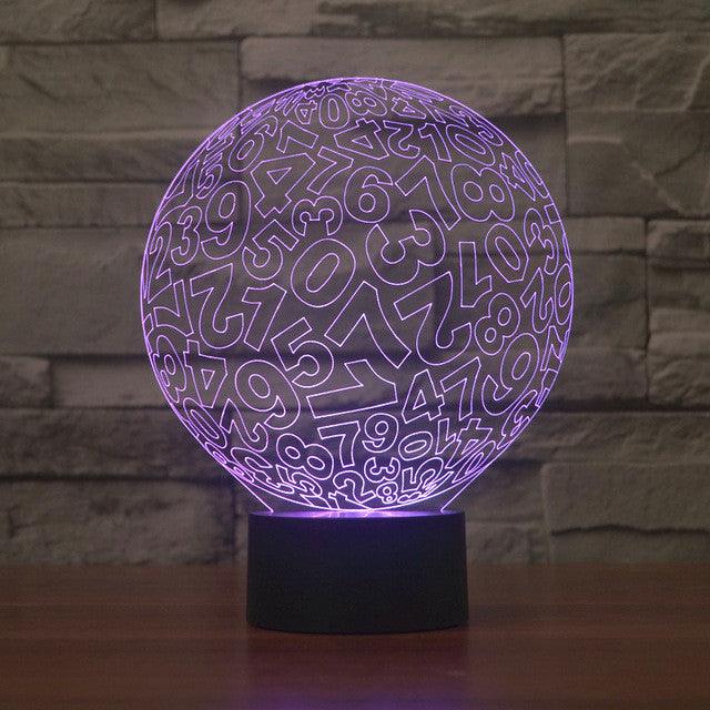Abstract Numbers Ball 3D Optical Illusion Lamp - 3D Optical Lamp