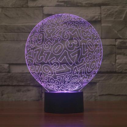 Abstract Numbers Ball 3D Optical Illusion Lamp - 3D Optical Lamp