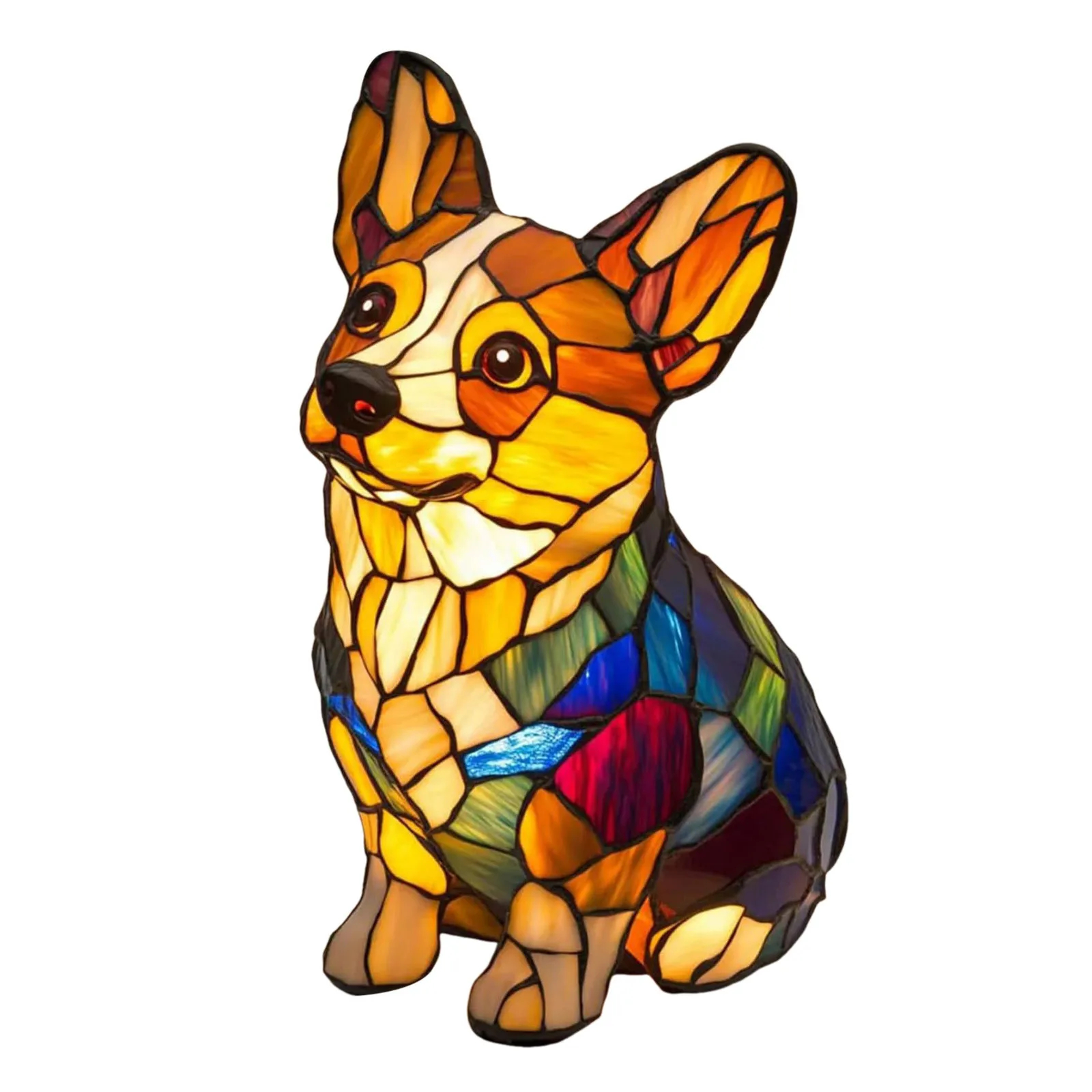Corgi Stained Glass Sitting Lamp