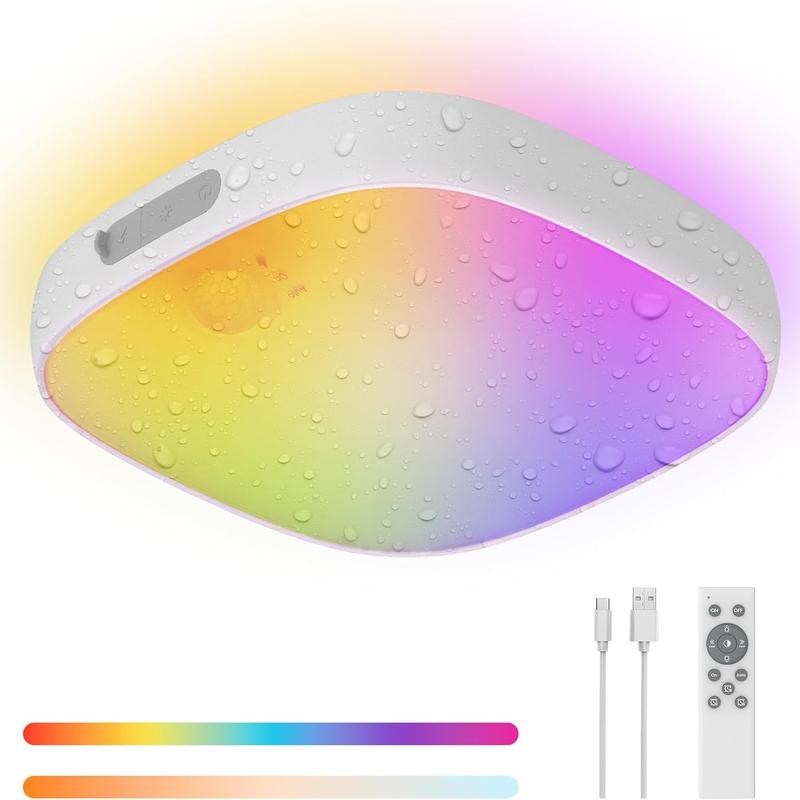 Dimmable Waterproof Motion Sensor RGB LED Ceiling Light With Rechargeable Battery
