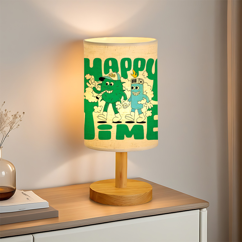 A Modern USB-powered Linen Table Lamp with Creative Patterns