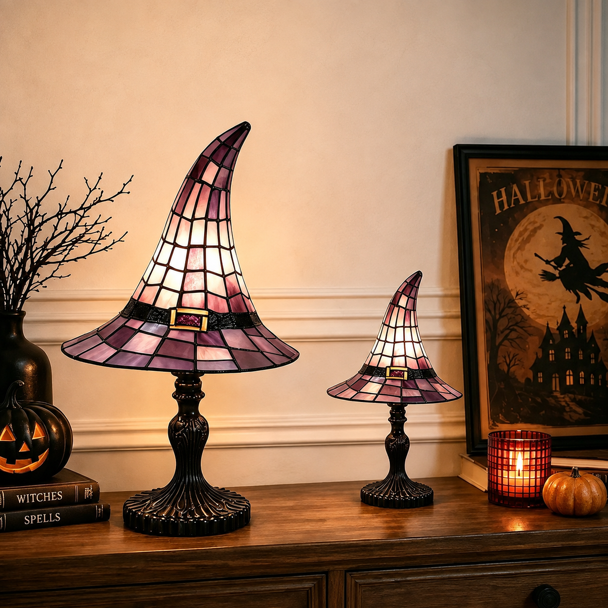 Mini Halloween Hat Tiffany Style Decorative Lamps