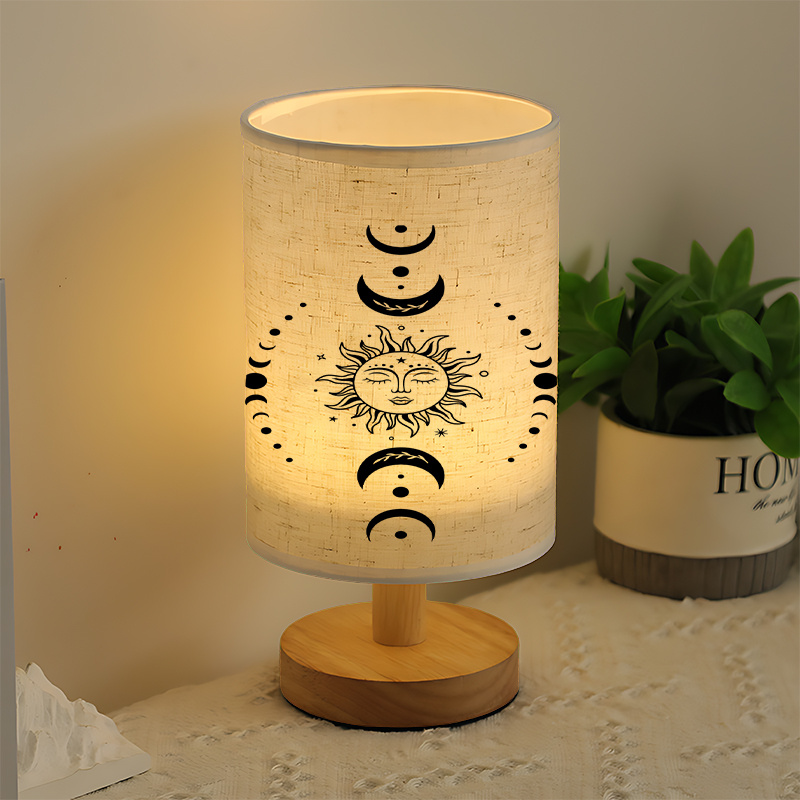 A Modern USB Powered Linen Table Lamp With Creative Patterns