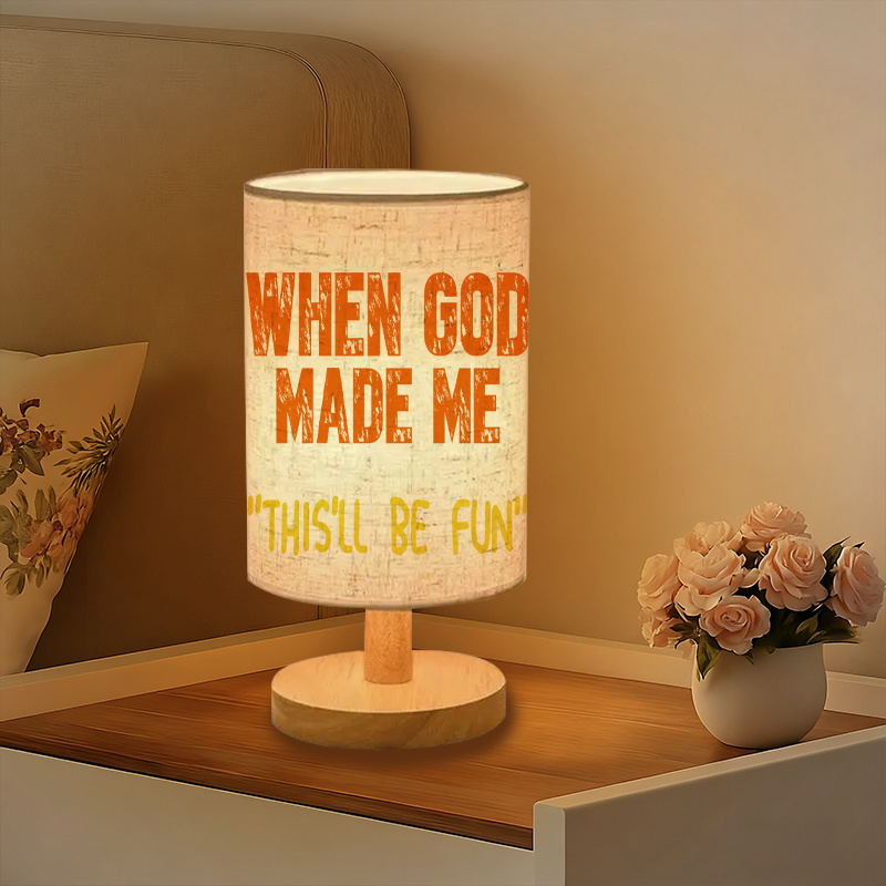 Linen Table Lamp With Inspirational Bible Verse Design