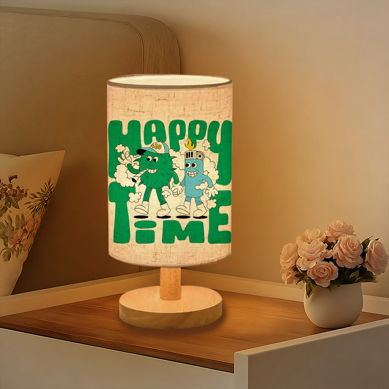 A Modern USB-powered Linen Table Lamp with Creative Patterns