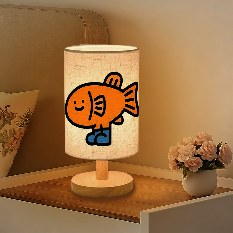 A Modern USB-powered Linen Table Lamp With Creative Patterns
