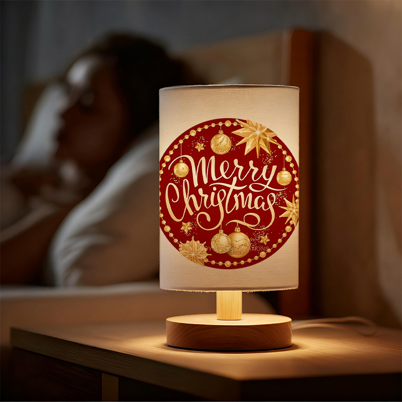 Modern USB powered Linen Table Lamp with Creative Patterns