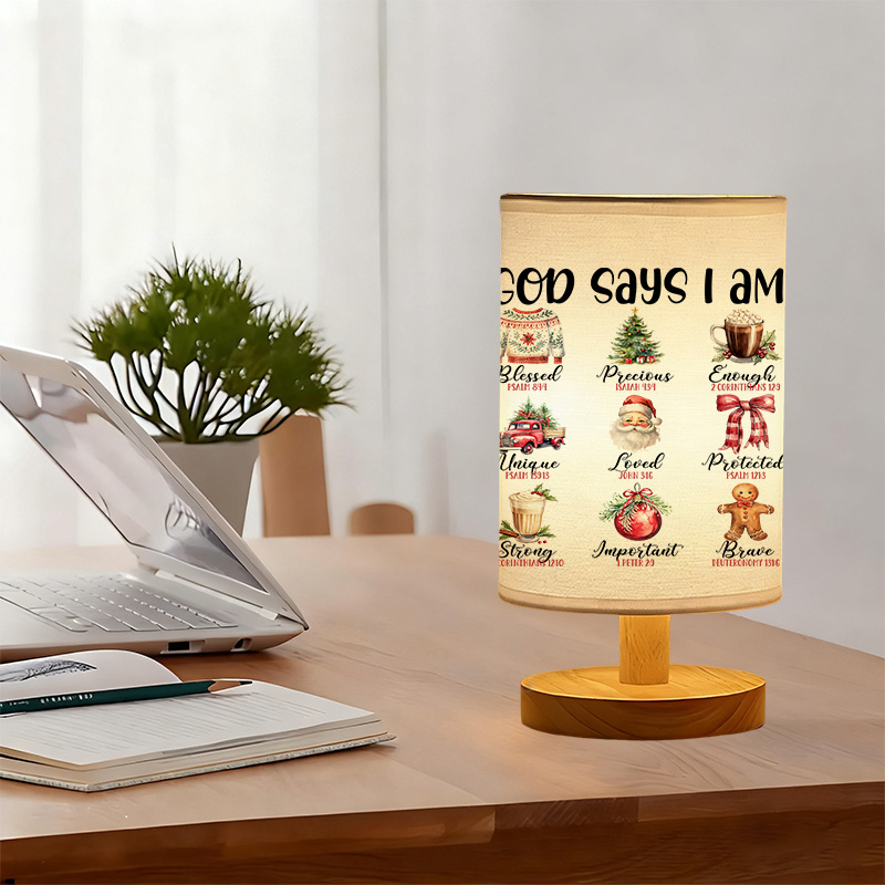 Christmas Themed USB Powered Linen Lamp