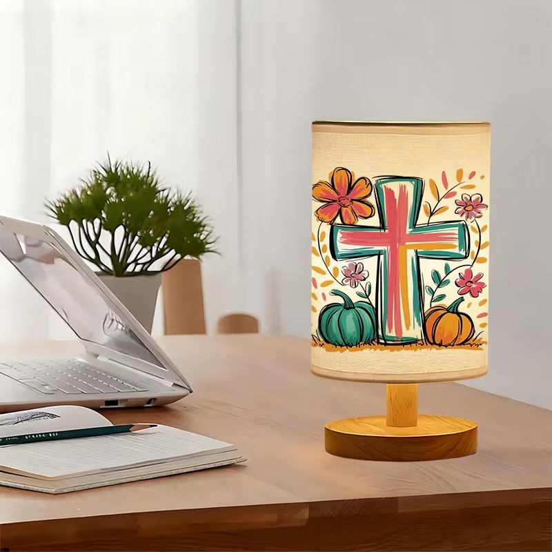 Cross Themed USB Powered Bedside Lamp