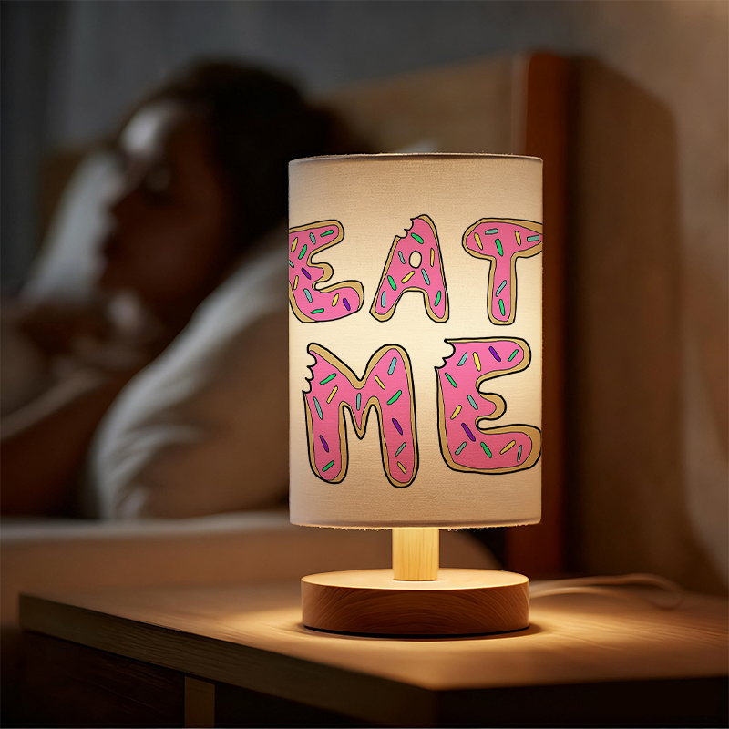 A Modern USB-powered Linen Table Lamp with Creative Patterns