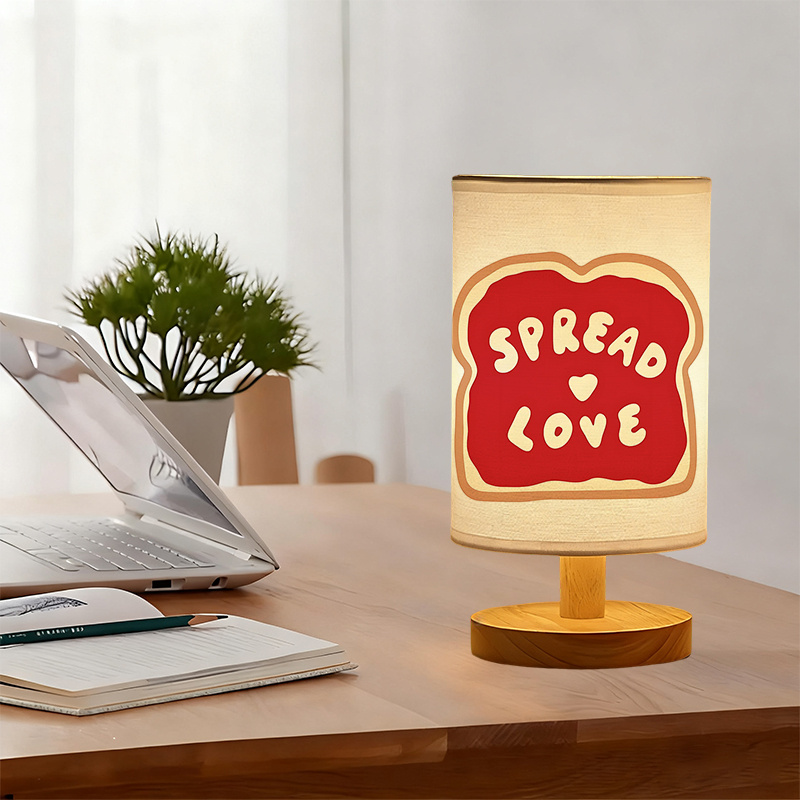 A Modern USB-powered Linen Table Lamp With Creative Patterns