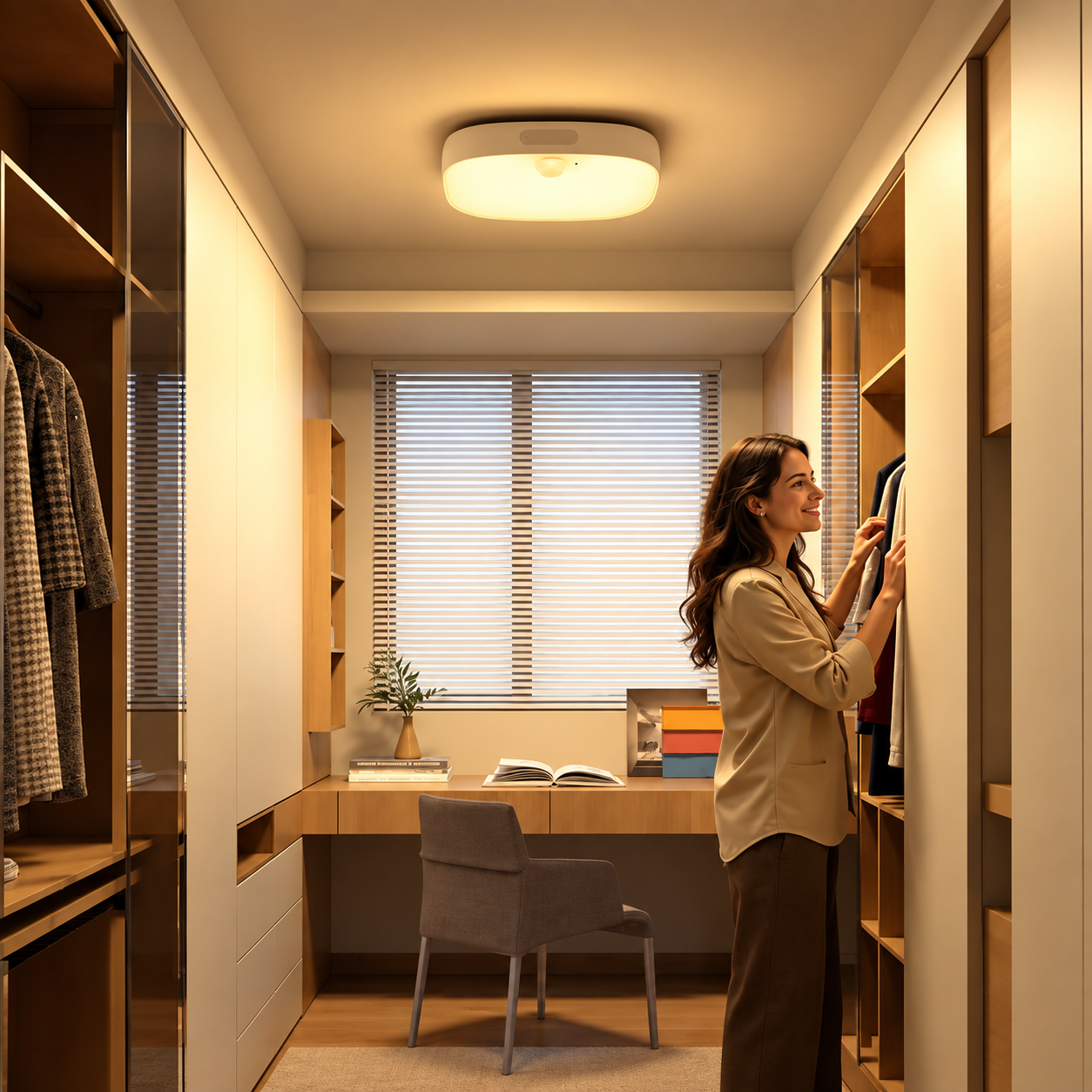 Dimmable Waterproof Motion Sensor RGB LED Ceiling Light With Rechargeable Battery