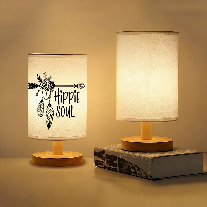 A Modern USB-powered Linen Table Lamp with Creative Patterns