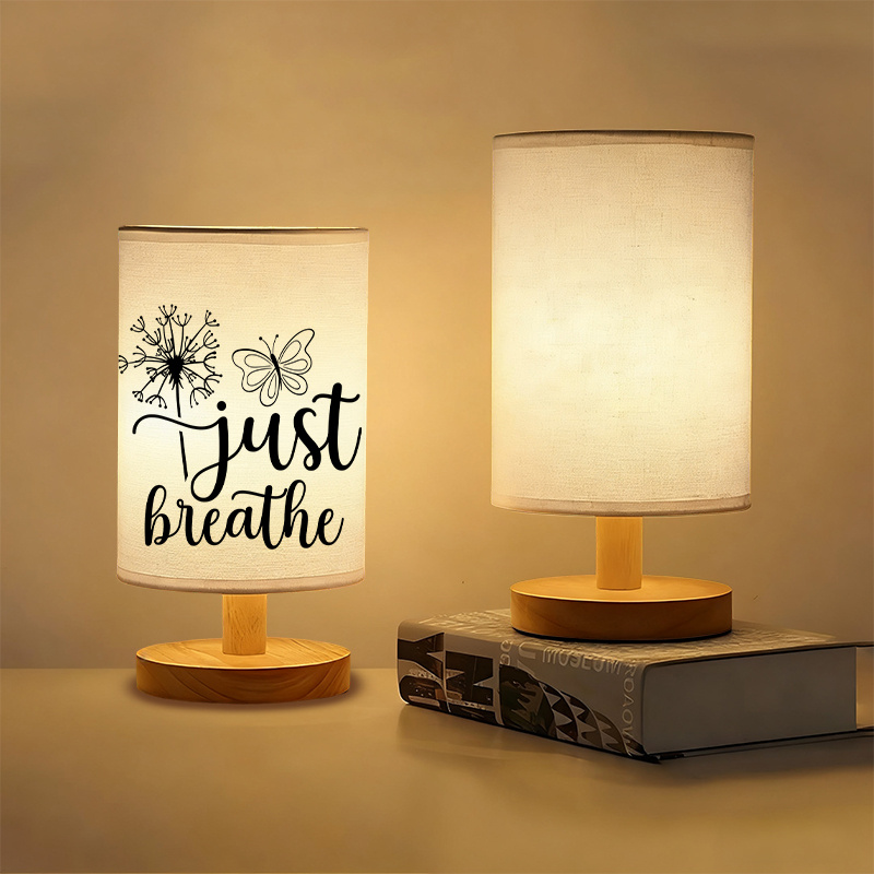 A Modern USB-powered Linen Table Lamp With Creative Patterns