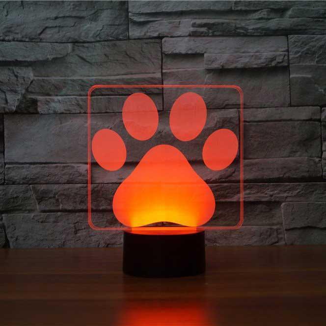 Paw Print LED Lamp-3D Optical Lamp