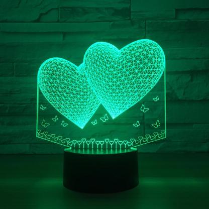 Double Hearts 3D Optical Illusion Lamp - 3D Optical Lamp