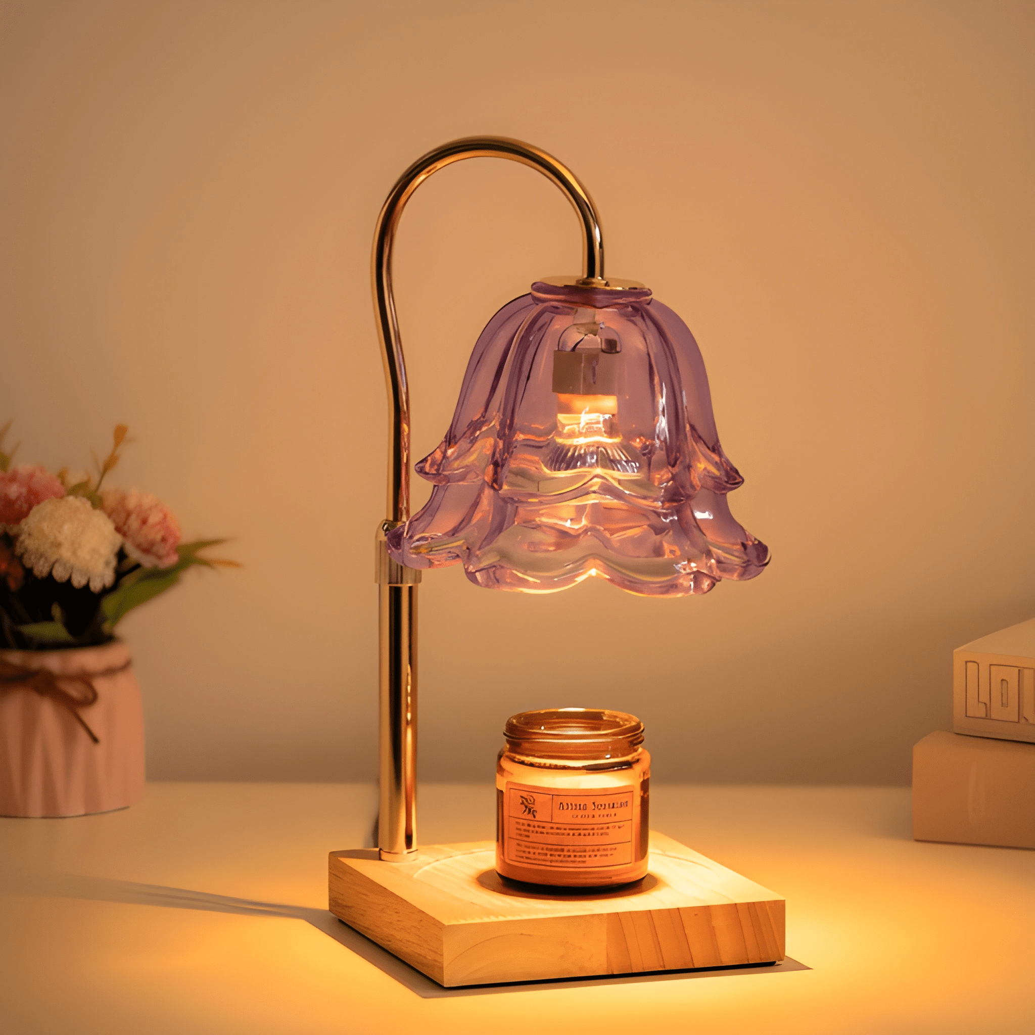 Floral Candle Warmer Lamp With Timer And Adjustable Brightness