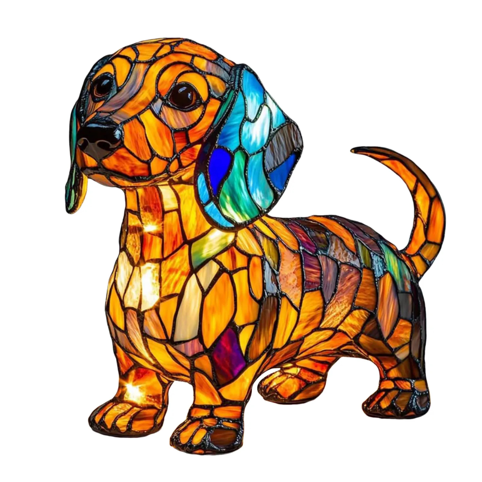 Dachshund Stained Glass Lamp