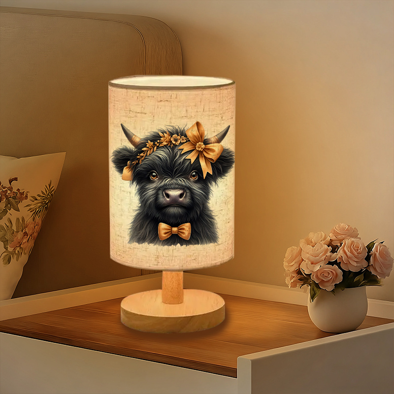 Cow Themed USB Powered Linen Lamp
