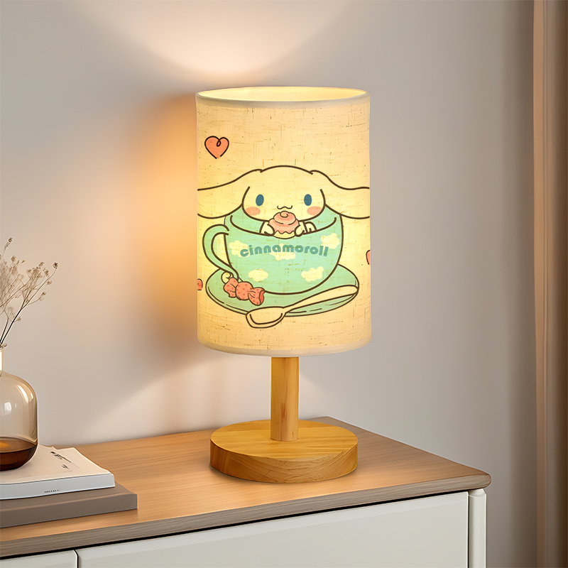 Modern USB-powered Sanrio Linen Table Lamp Featuring Creative Sanrio Patterns Bedroom Excellent Gift 