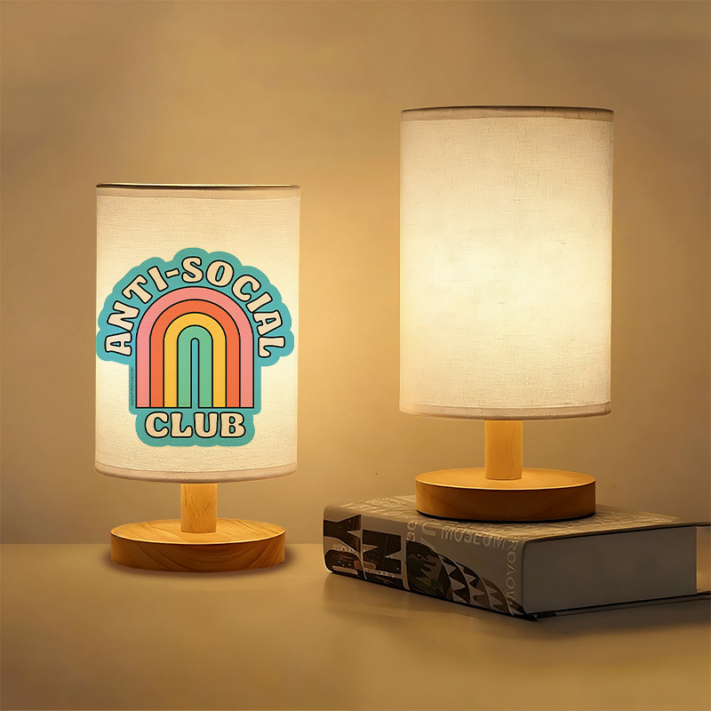 Modern USB powered Linen Table Lamp with Creative Patterns, Perfect for Bedside Decoration