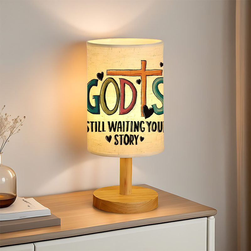 Modern USB-Powered Linen Table Lamp with Inspirational