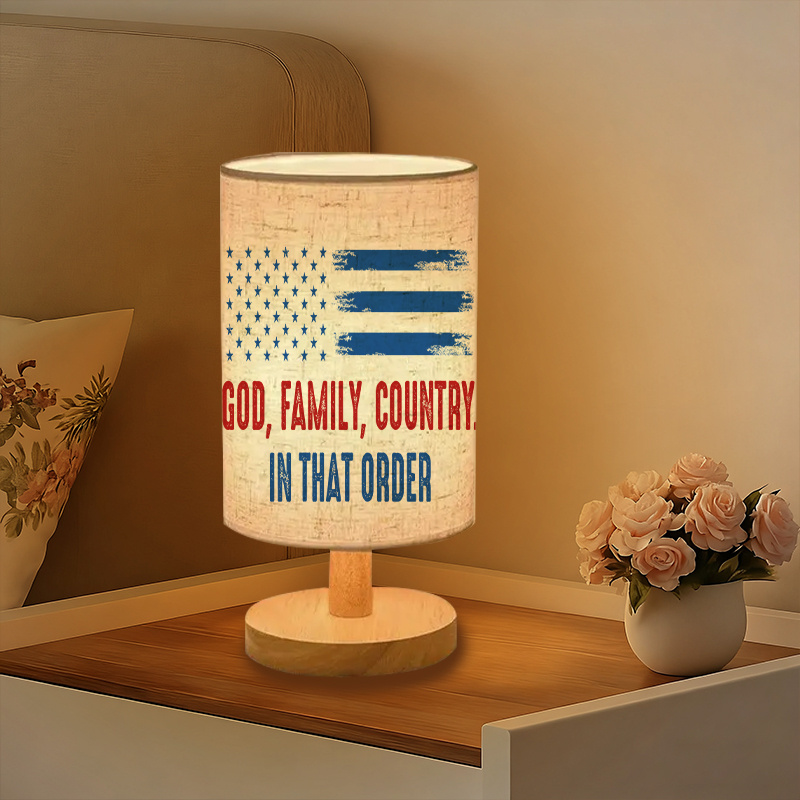 Modern USB Powered Linen Table Lamp with Flag Design