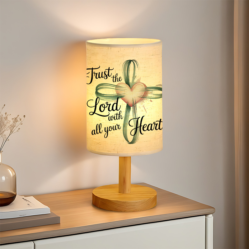 USB Powered Linen Table Lamp With Inspirational Quote