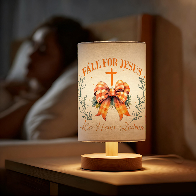 Modern USB-Powered Linen Table Lamp with Elegant Bow & Leaf Pattern Design