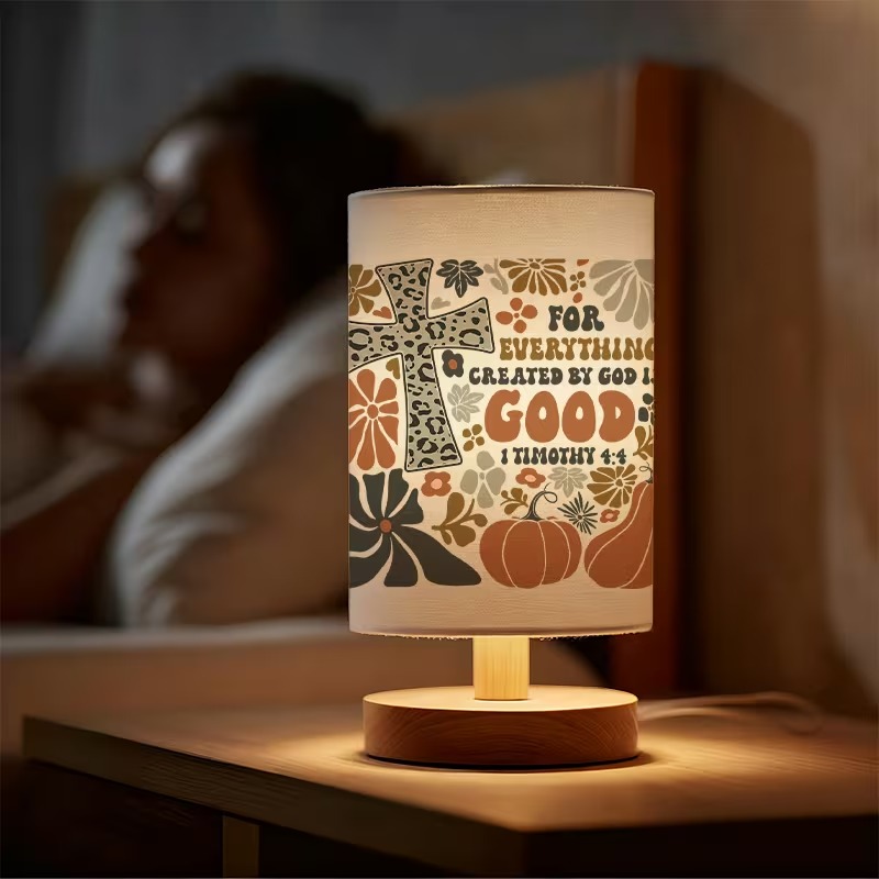 Bible Verse Printed USB Powered Bedside Lamp