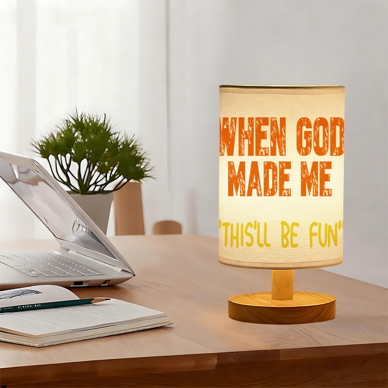 Linen Table Lamp With Inspirational Bible Verse Design