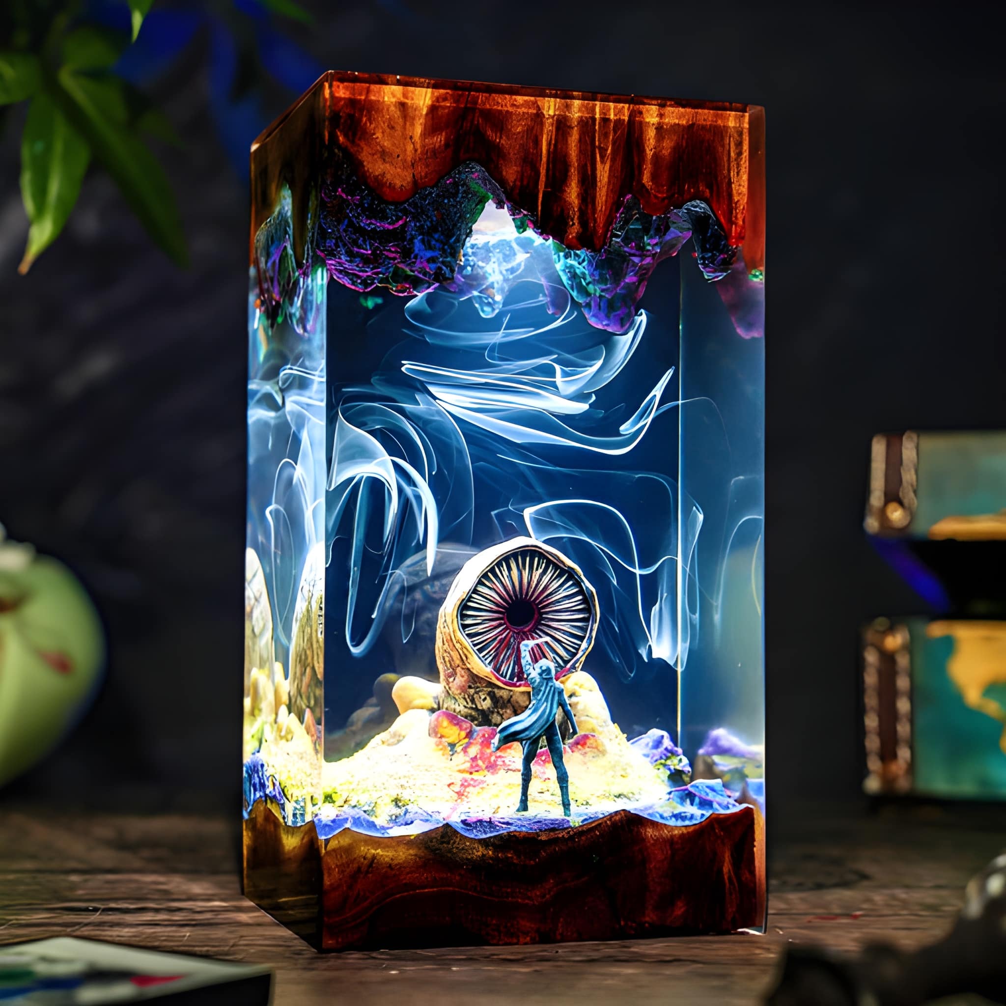 Desert Worm Resin Epoxy Sci-Fi Desk Lamp