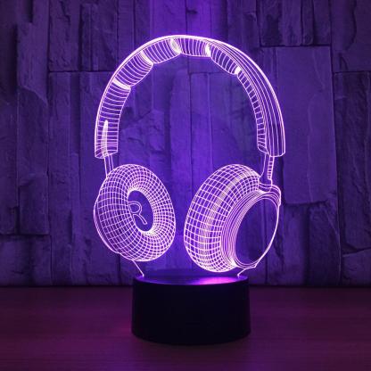 Music Earphone 3D Optical Illusion Lamp - 3D Optical Lamp
