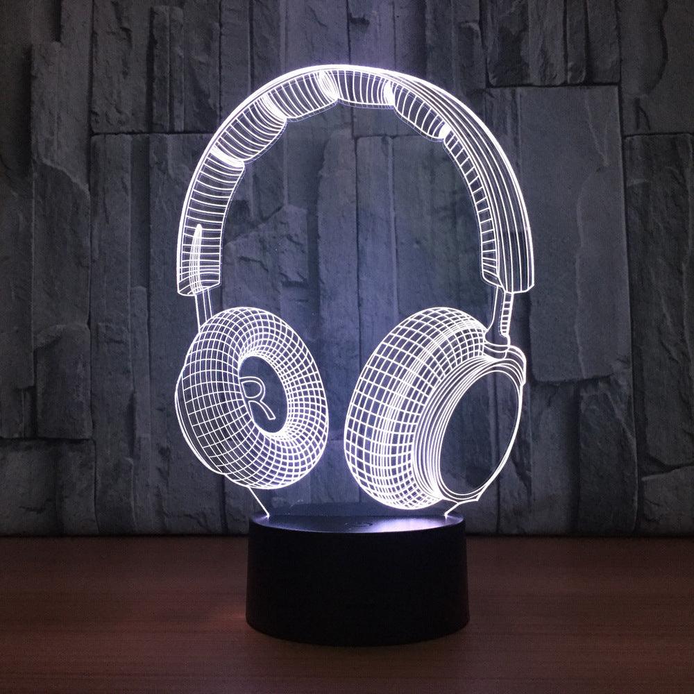 Music Earphone 3D Optical Illusion Lamp - 3D Optical Lamp
