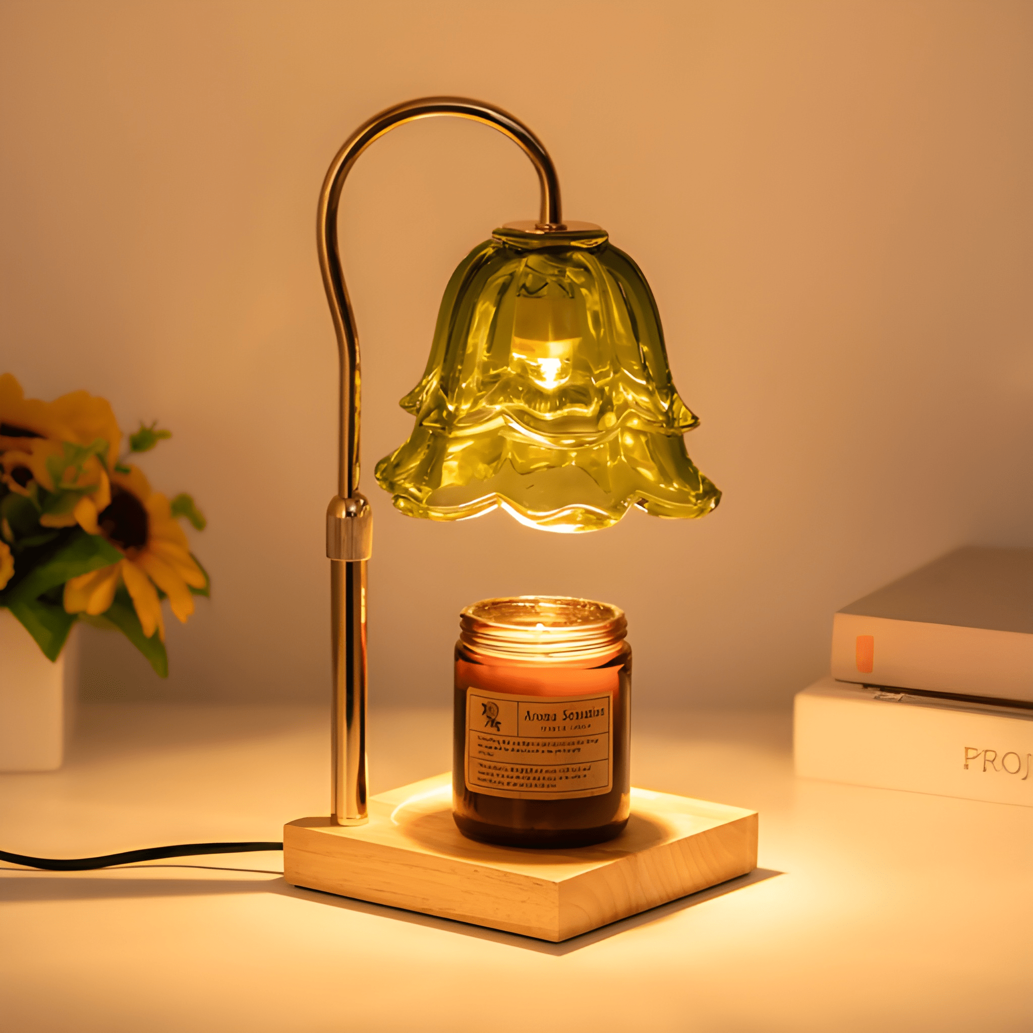 Floral Candle Warmer Lamp With Timer And Adjustable Brightness