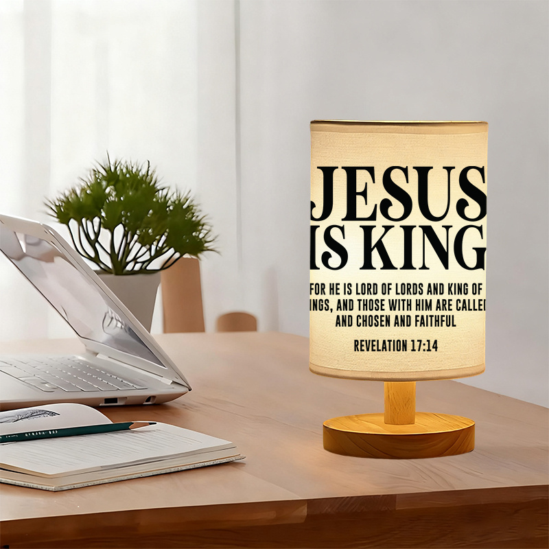 Christian Faith USB Powered Linen Table Lamp