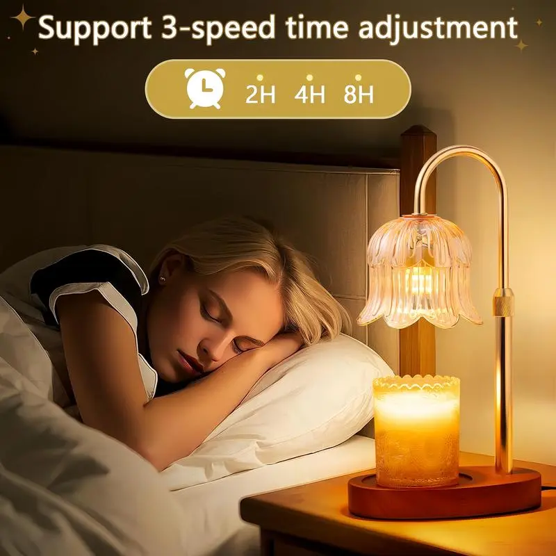 Modern Metal Candle Warmer Lamp with Timer & Brightness Control Adjustable Flameless Safety Cylindrical Decorative for Home Decor & Relaxation Amber-Scented Jar Candle Warmer Lamp