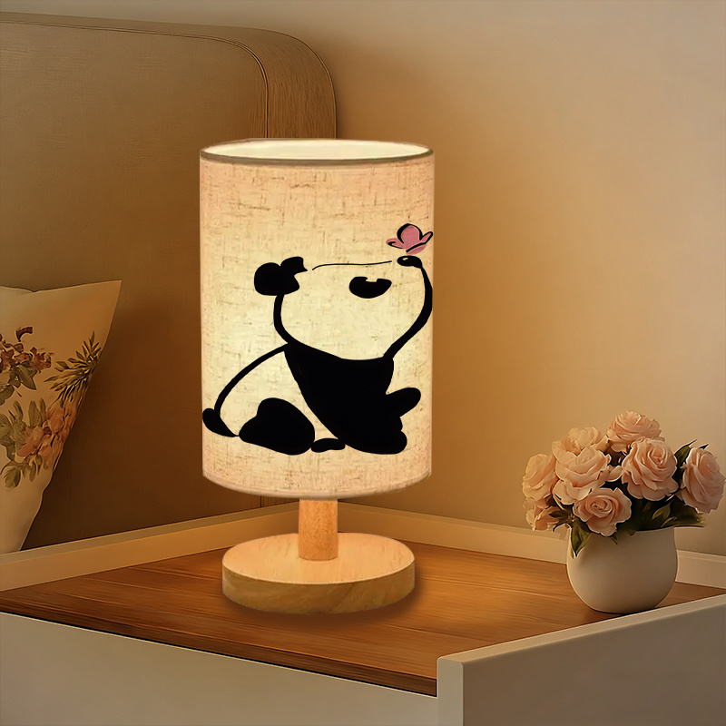 A Modern USB-powered Linen Table Lamp With Creative Patterns