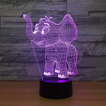 Cute Elephant 3D Optical Illusion Lamp - 3D Optical Lamp