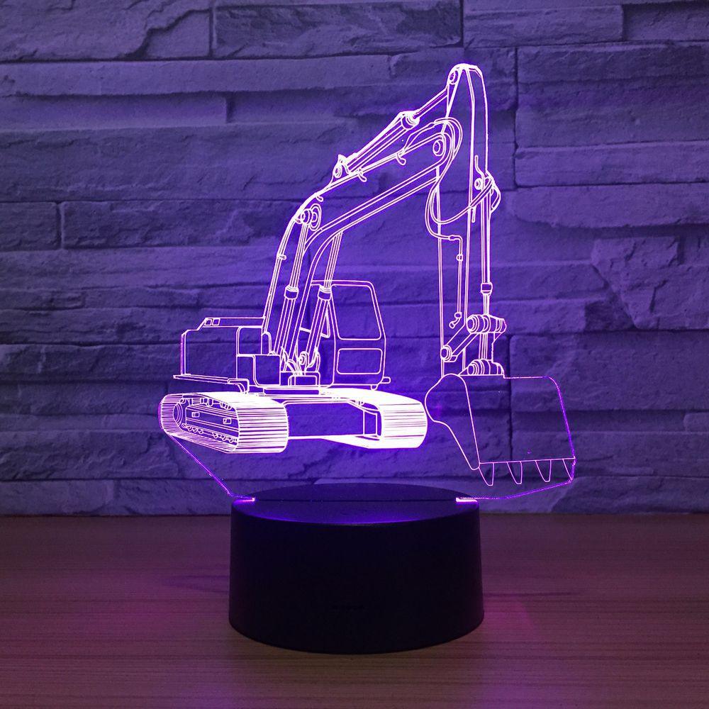 Excavator 3D Optical Illusion Lamp - 3D Optical Lamp