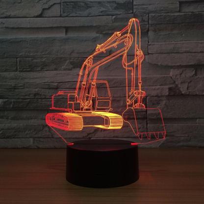 Excavator 3D Optical Illusion Lamp - 3D Optical Lamp