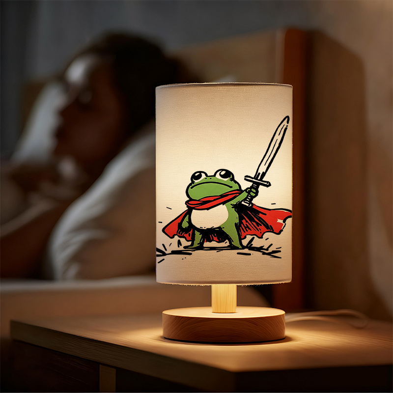 A Modern USB powered Linen Table Lamp with Creative Patterns and Perfect for Bedside Decoration