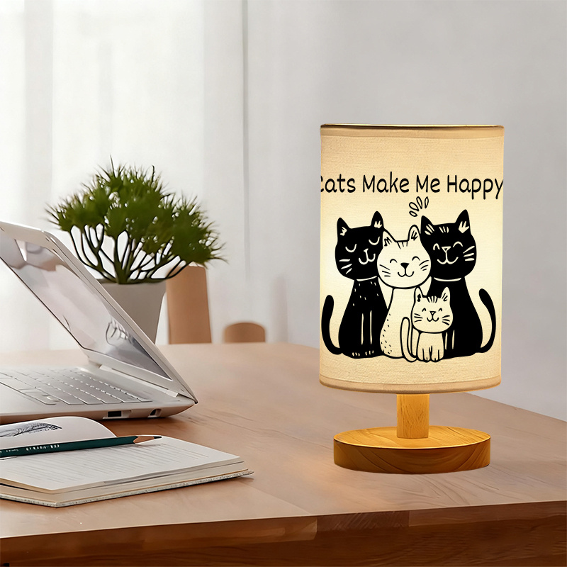  Modern USB-powered Linen Table Lamp with Creative Patterns, Perfect for Bedside