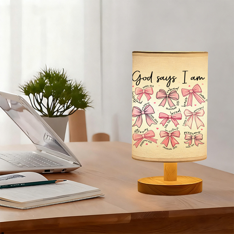 Modern USB Powered Linen Table Lamp With Elegant Bow