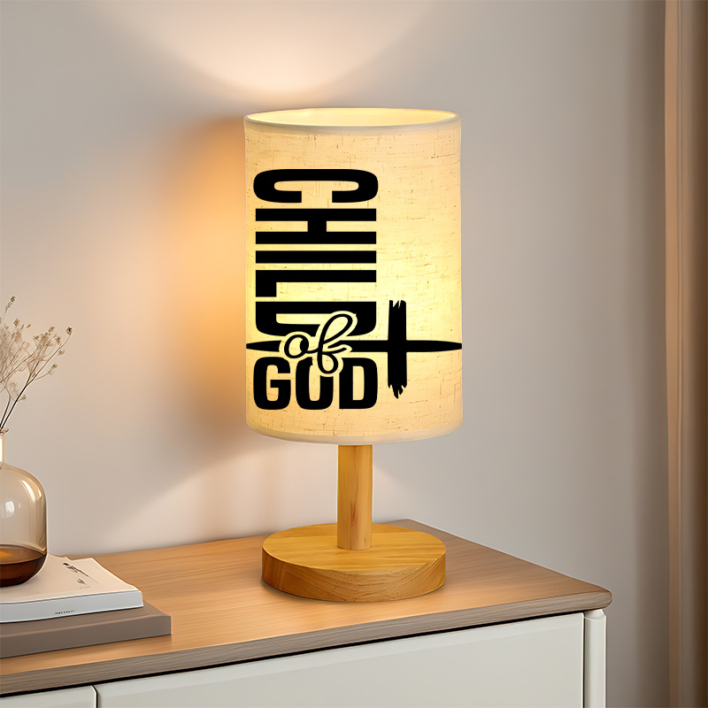 Modern USB-Powered Linen Table Lamp with Elegant & Pattern